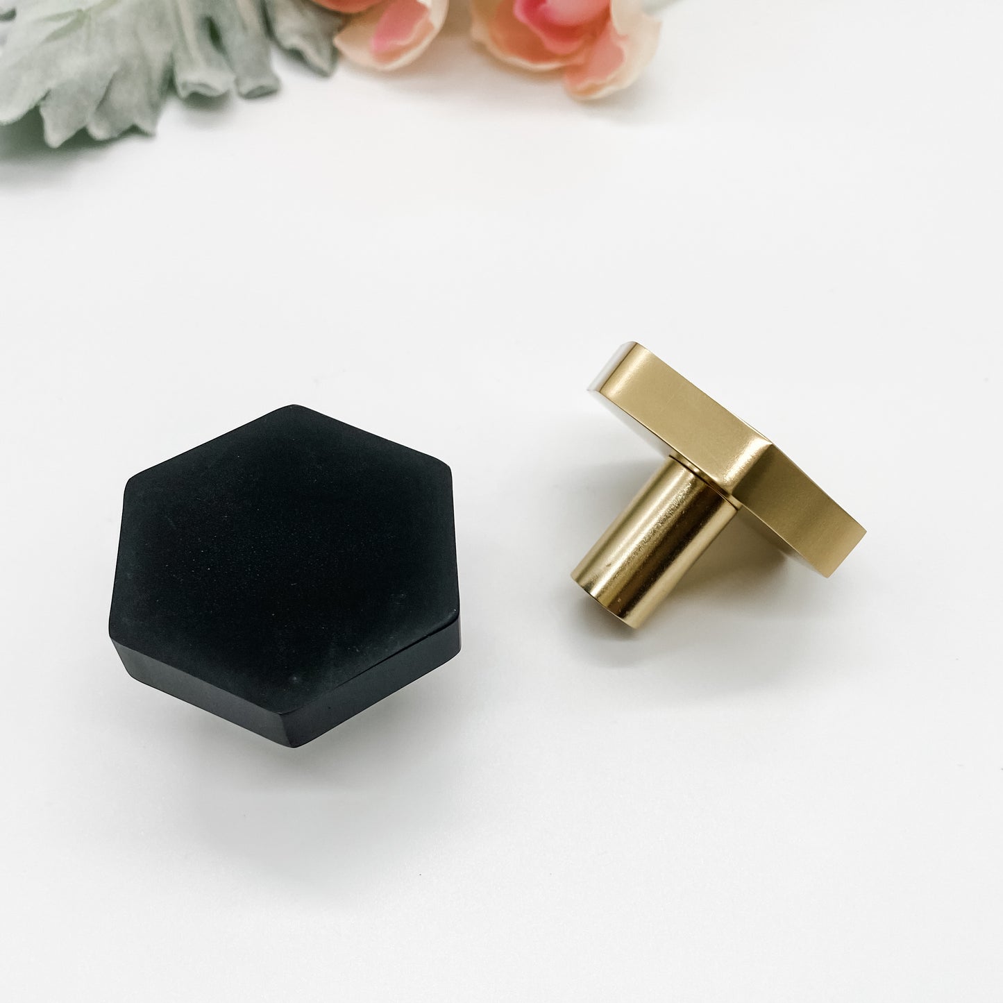 Large hexagon black drawer handle