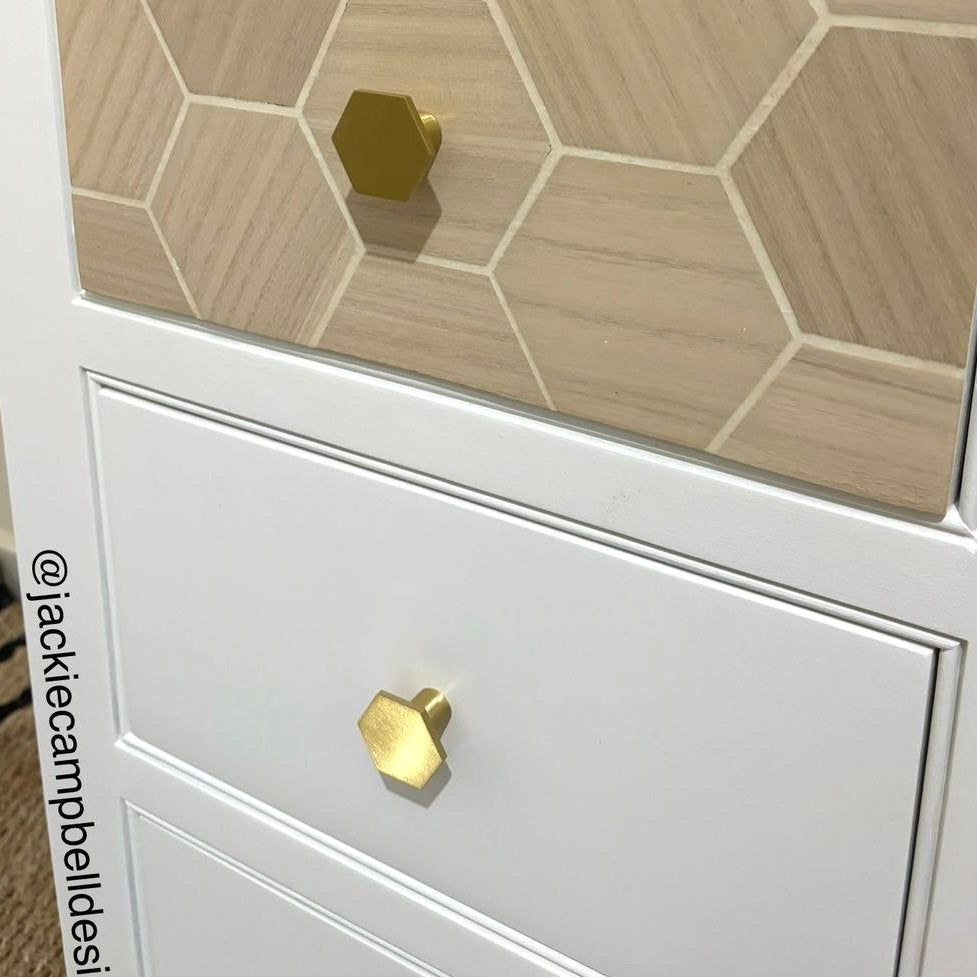 Hexagonal Brushed Brass knob