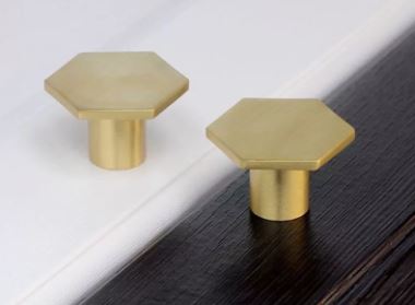 Hexagonal Brushed Brass knob