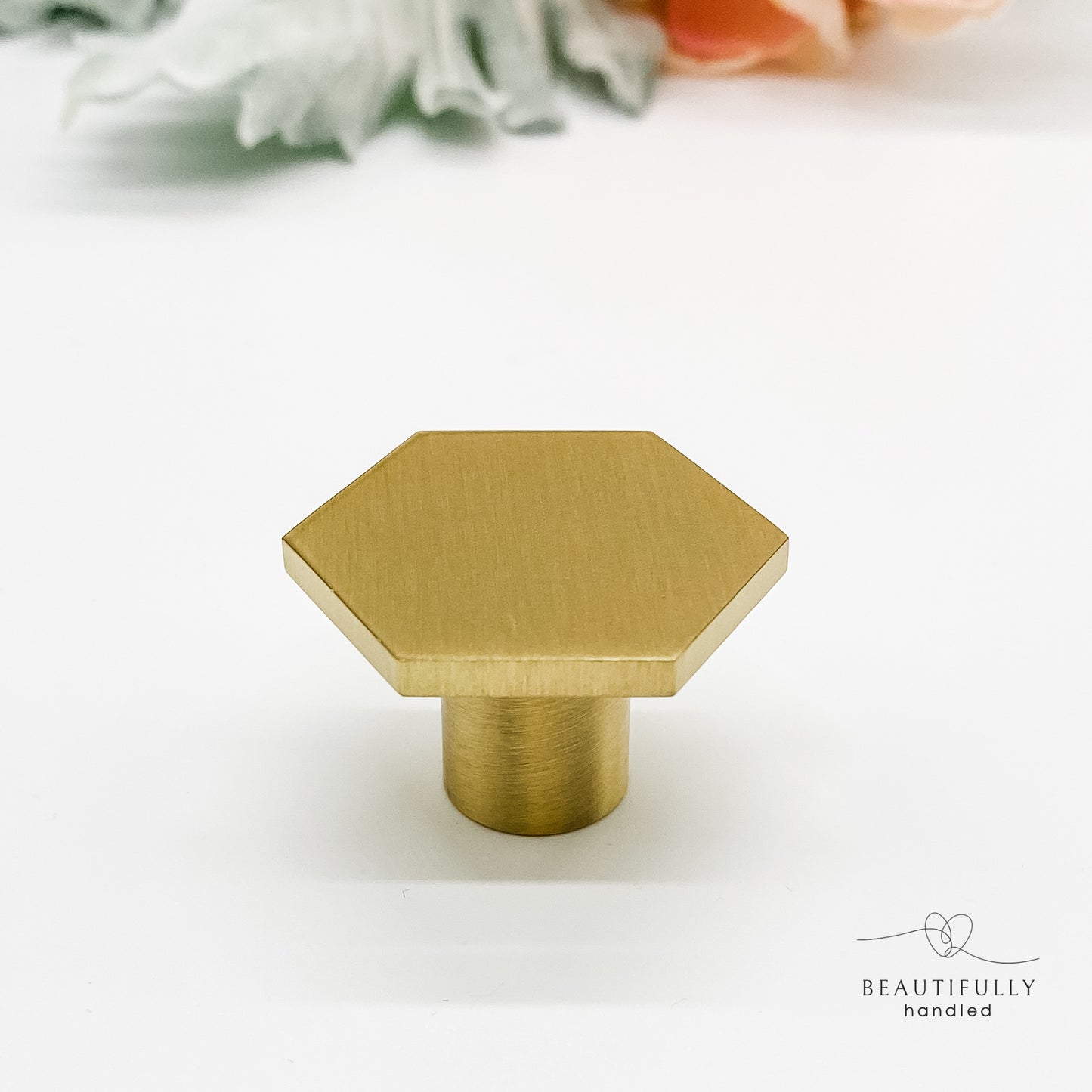 Hexagonal Brushed Brass knob