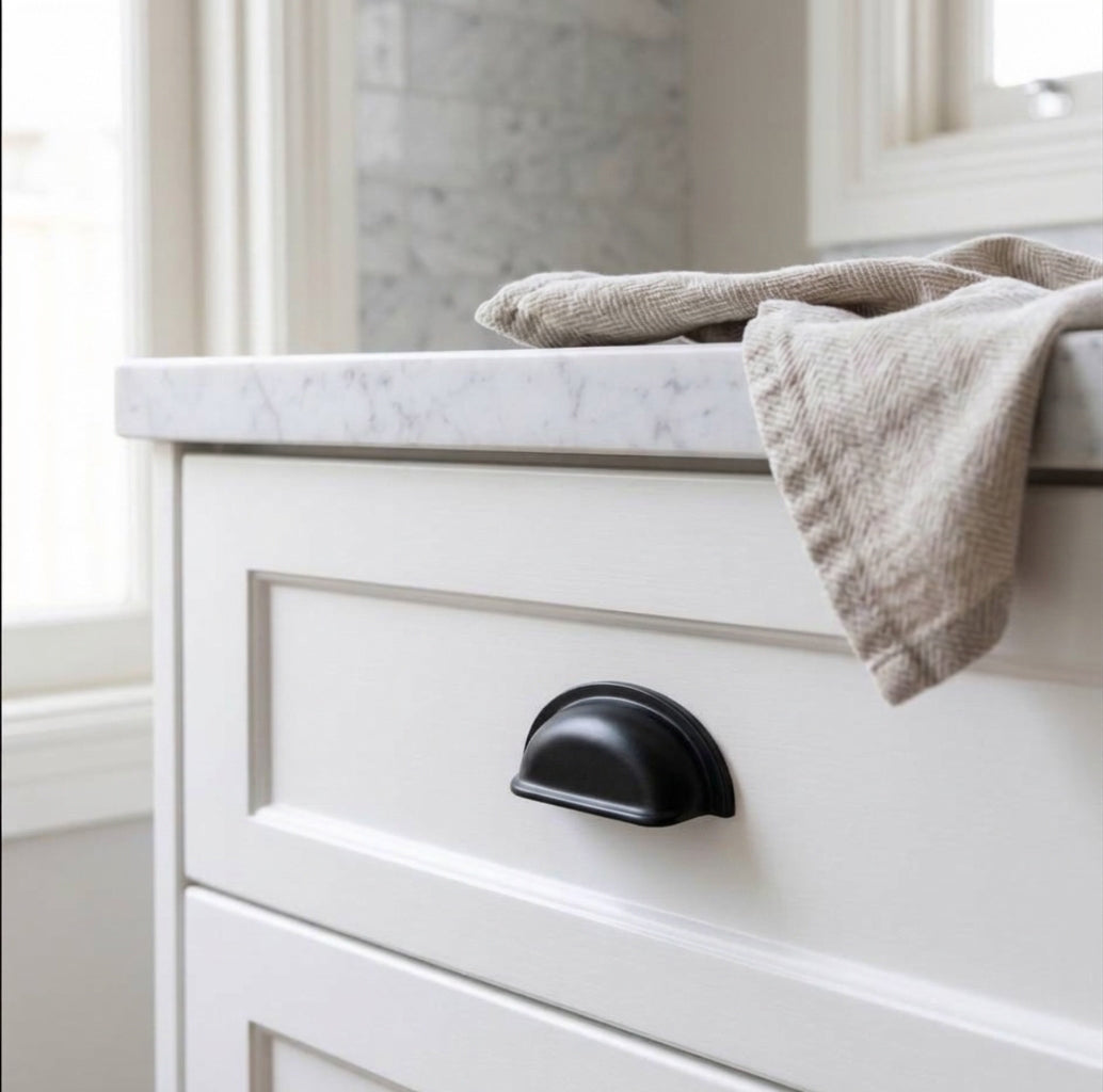 Classic Matte Black Cup Pull Handle | Shaker & Hamptons Style