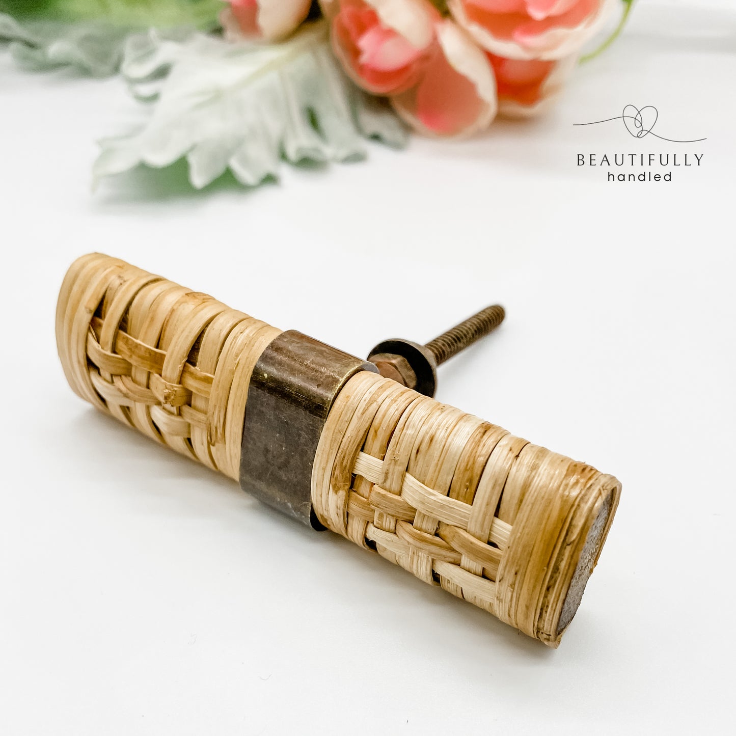 Rattan drawer pull handles t-bar