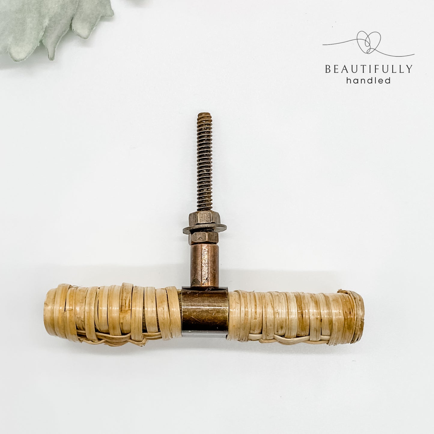 Rattan drawer pull handles t-bar