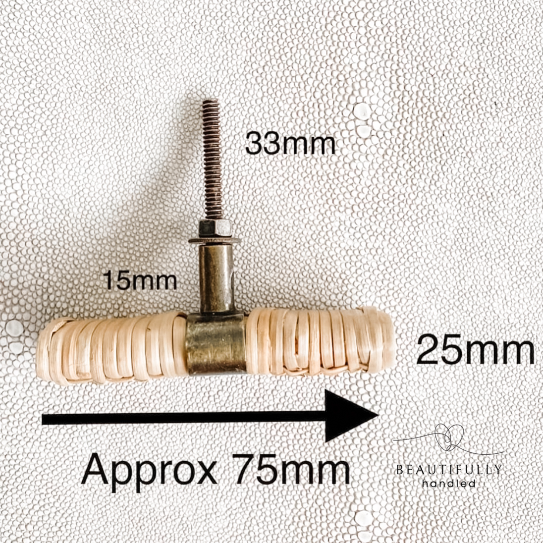 Rattan drawer pull handles t-bar