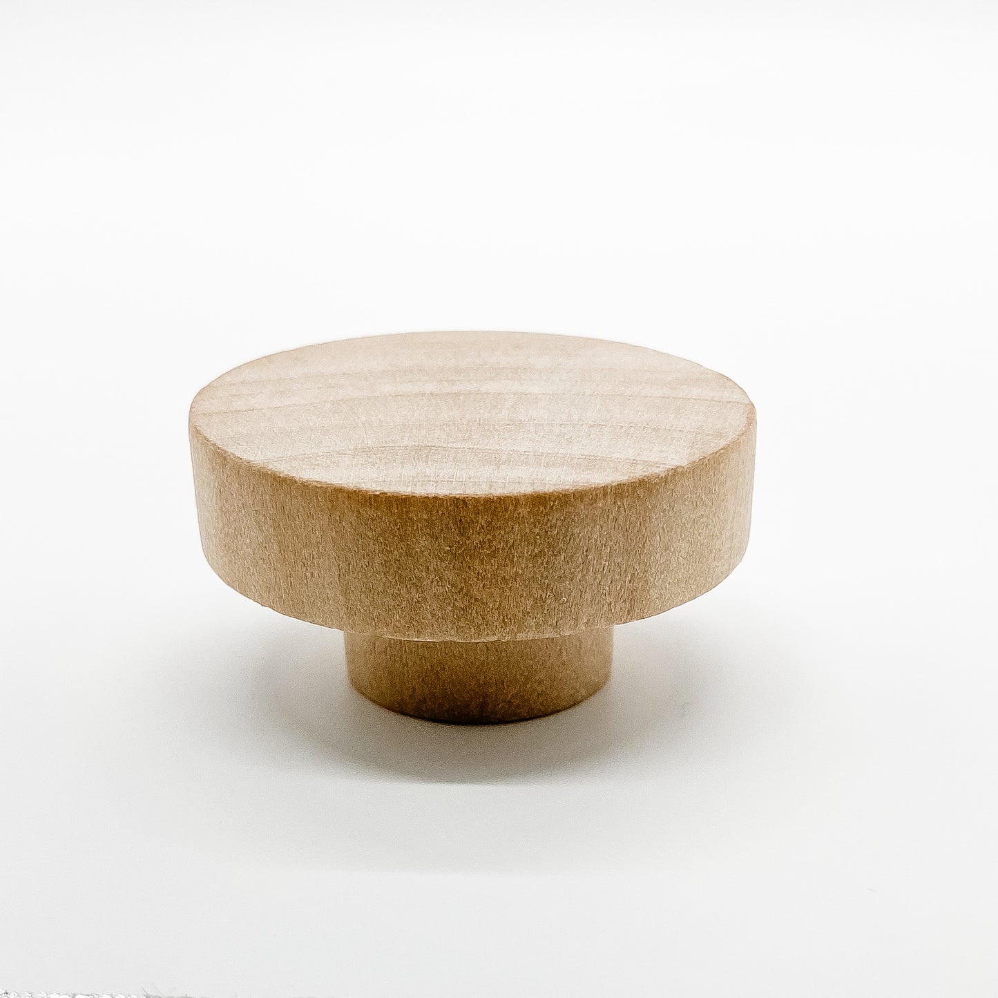 round wooden cabinet knob 50mm side angle with white background