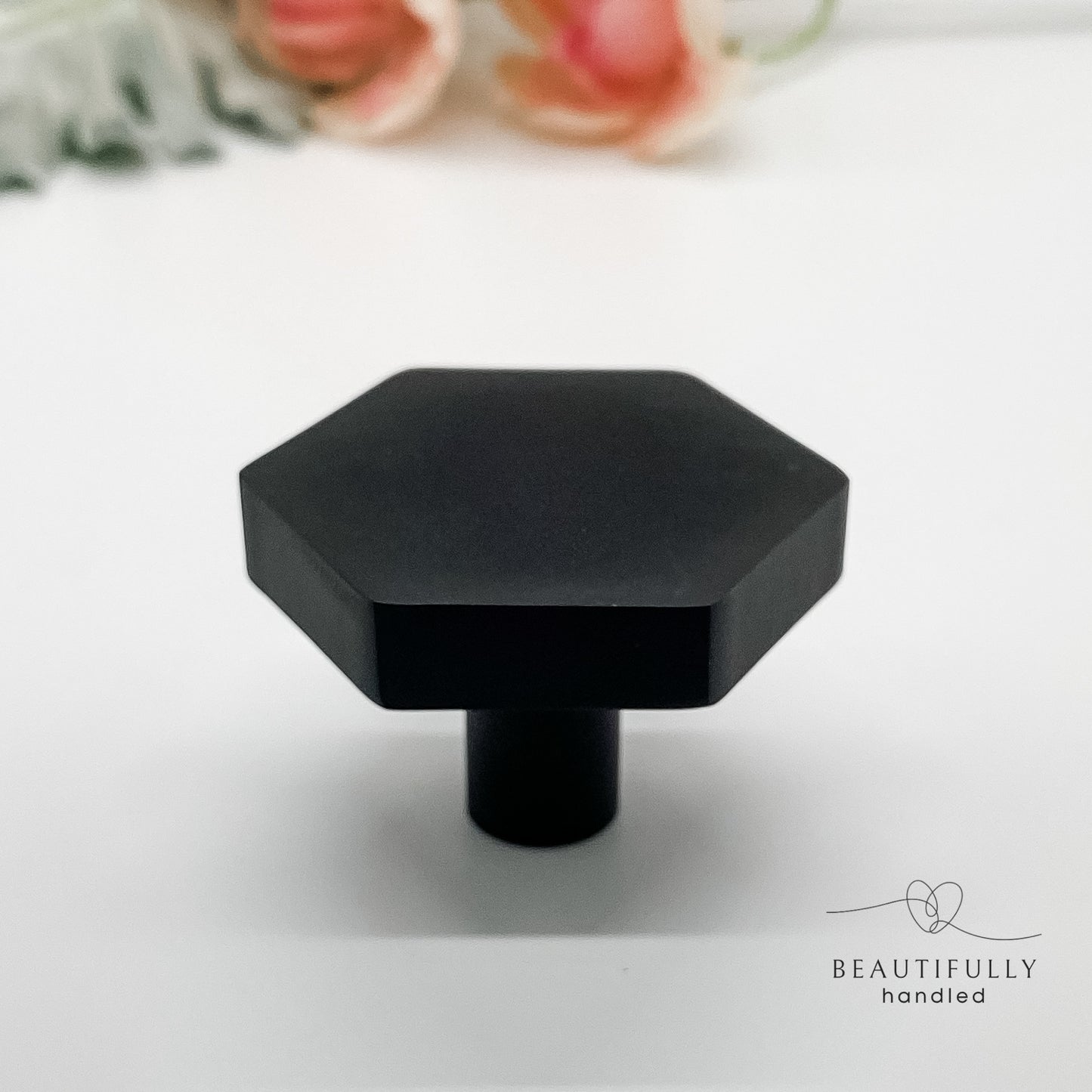 Large hexagon black drawer handle
