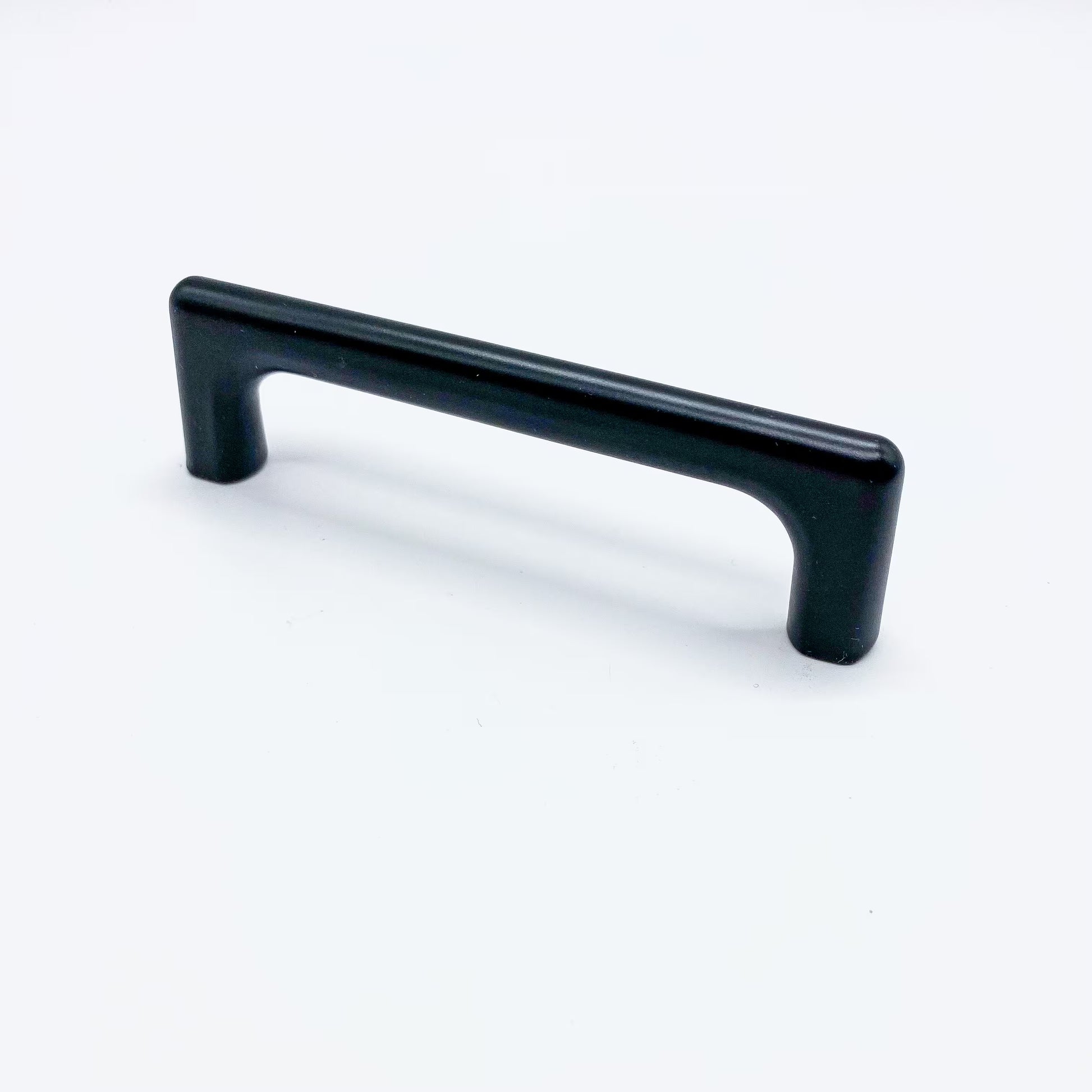 modern Black cabinet handle with square edges 96mm on a white background