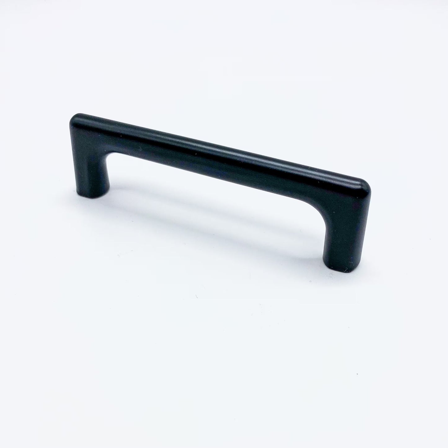 modern Black cabinet handle with square edges 96mm on a white background