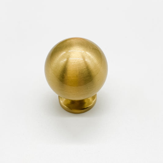 Pure solid brass round cabinet knob 25mm on white background