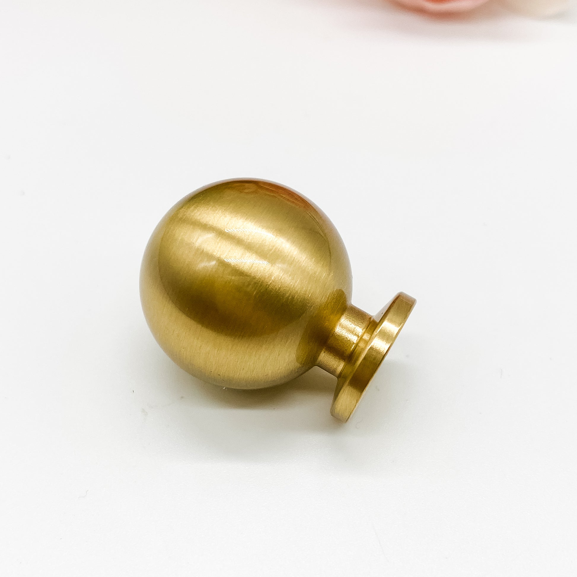 Solid brass round cabinet knob in brushed brass finish 25mm