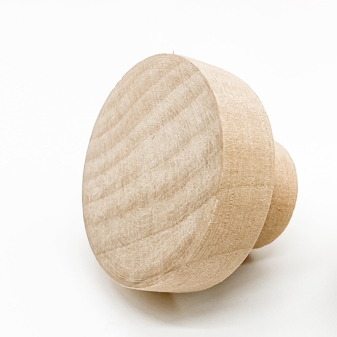 wooden drawer knob 40mm close up picture side angle with white background