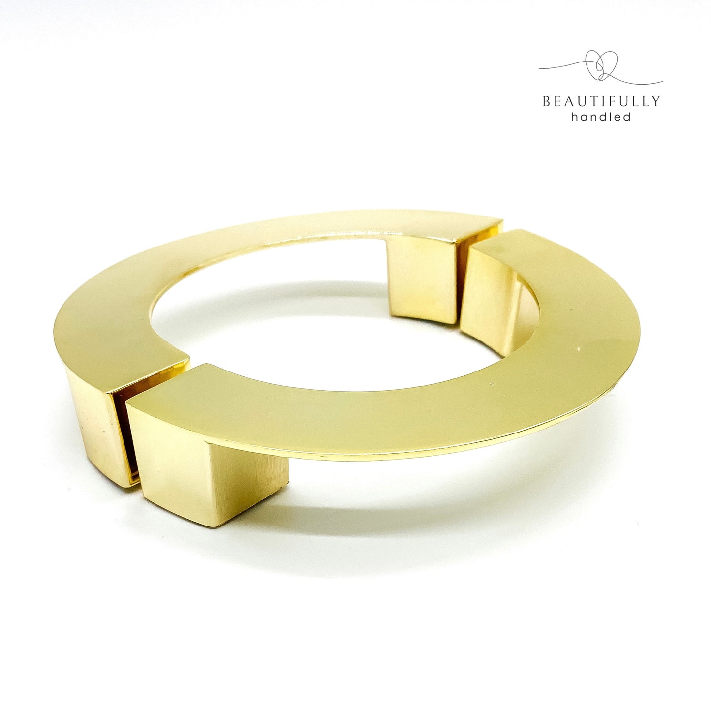 Gold Large C-shaped half-moon circle metal handle