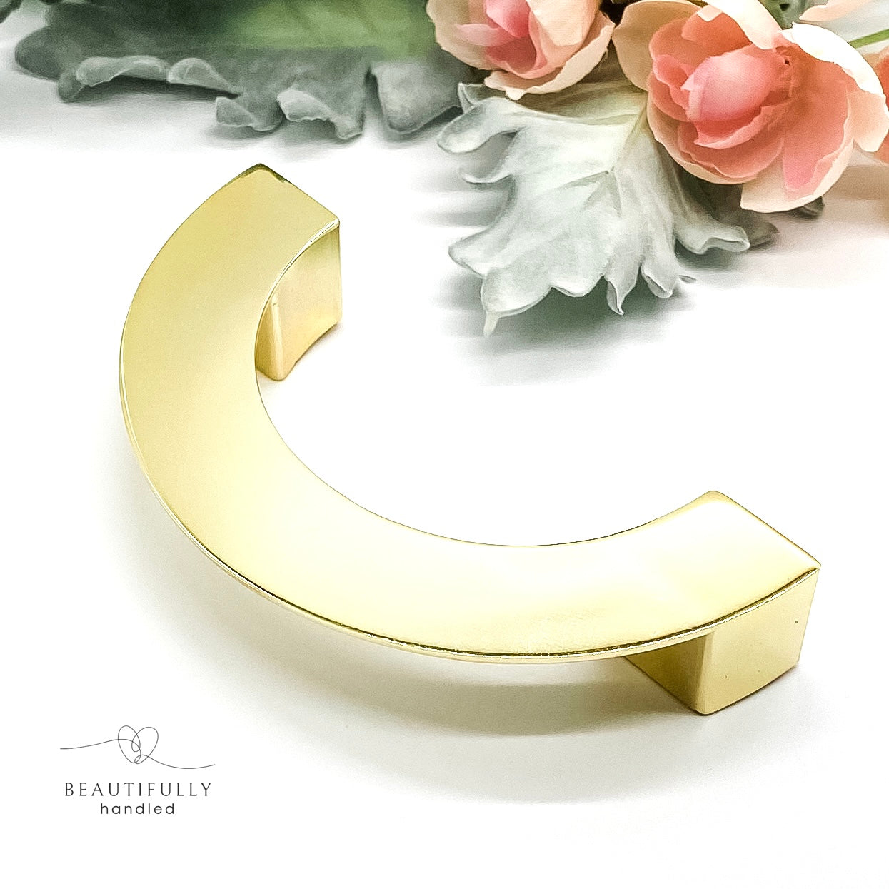 Gold Large C-shaped half-moon circle metal handle